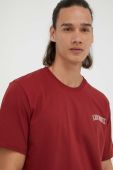 Бавовняна футболка Les Deux колір бордовий з принтом