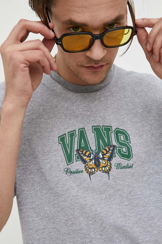Футболка Vans чоловічий колір сірий з принтом (3154760)