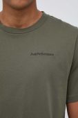 Бавовняна футболка Peak Performance колір зелений однотонний