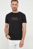 Бавовняна футболка Karl Lagerfeld колір чорний з принтом (3389189)