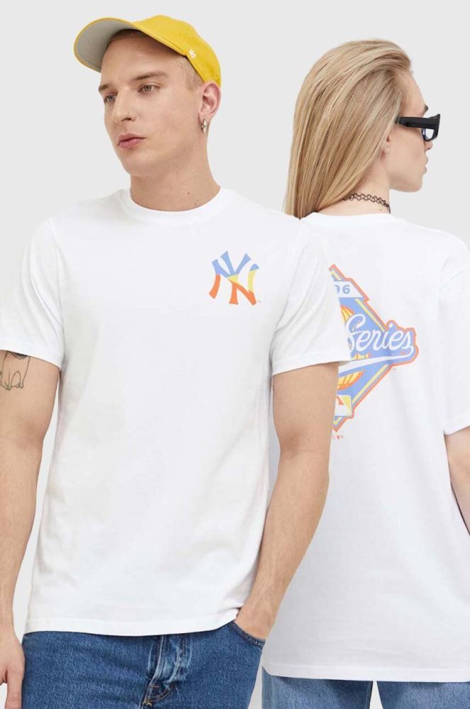 Бавовняна футболка 47brand MLB New York Yankees колір білий з принтом (3276412)