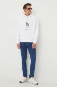 Кофта Polo Ralph Lauren чоловіча колір білий з капюшоном з принтом (3691523)