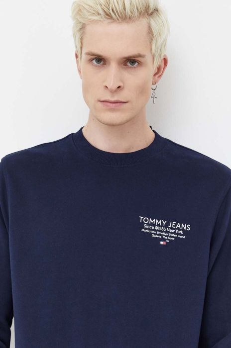 Бавовняна кофта Tommy Jeans чоловіча колір синій з принтом (3693527)