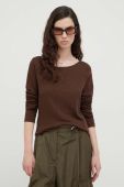 Бавовняний лонгслів Marc O'Polo колір коричневий (3635574)