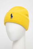 Вовняна шапка Polo Ralph Lauren колір жовтий з товстого трикотажу вовна