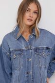 Джинсова куртка Dkny жіноча перехідна oversize колір блакитний