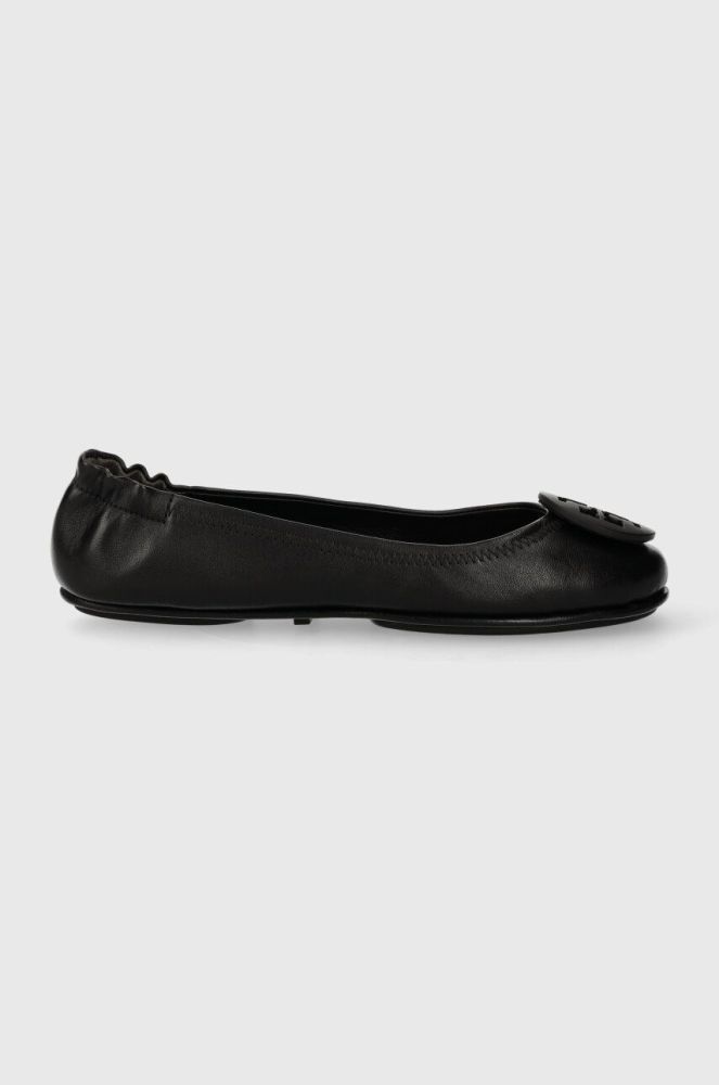 Шкіряні балетки Tory Burch Minnie Travel Ballet колір чорний  49350.006.N
