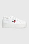 Шкіряні кросівки Tommy Jeans TJW FLATFORM ESS колір білий EN0EN02518