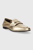 Шкіряні мокасини Tommy Hilfiger ESSENTIAL GOLDEN LOAFER жіночі колір золотий на плоскому ходу FW0FW07864