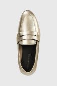Шкіряні мокасини Tommy Hilfiger ESSENTIAL GOLDEN LOAFER жіночі колір золотий на плоскому ходу FW0FW07864