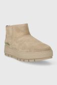 Шкіряні чоботи Tommy Hilfiger METALLIC SUEDE SNOWBOOT колір бежевий FW0FW07850