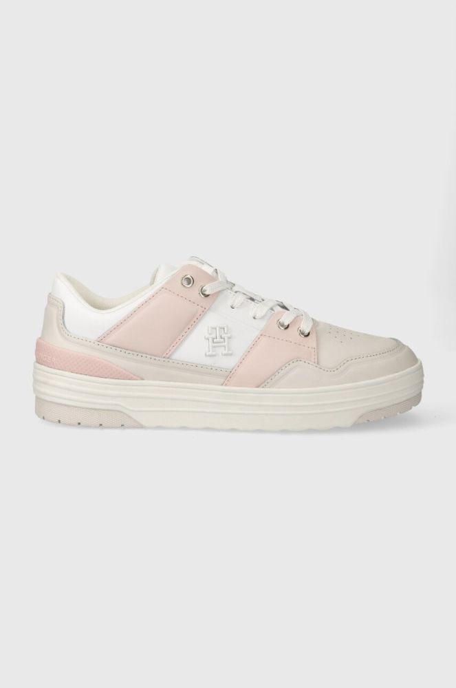 Шкіряні кросівки Tommy Hilfiger TH BASKET SNEAKER LO колір білий FW0FW07756 (3690028)