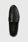 Шкіряні мокасини Tommy Hilfiger ESSENTIAL LEATHER LOAFER жіночі колір чорний на плоскому ходу FW0FW07769