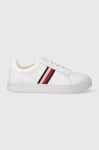 Шкіряні кросівки Tommy Hilfiger ESSENTIAL COURT SNEAKER STRIPES колір білий FW0FW07779