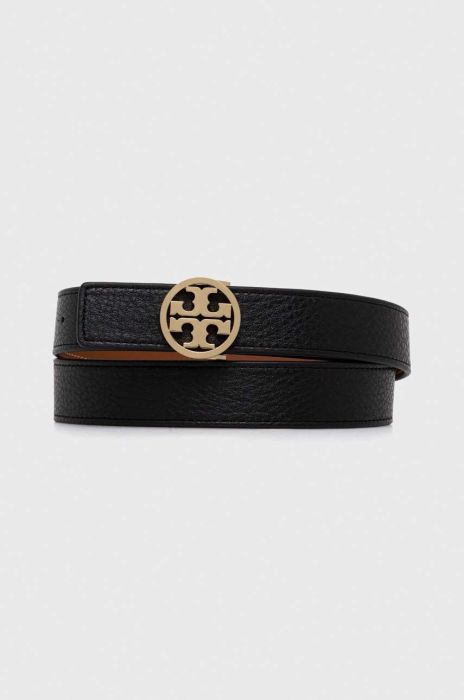 Двосторонній шкіряний ремінь Tory Burch жіночий колір чорний