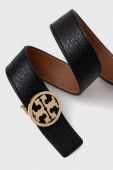 Двосторонній шкіряний ремінь Tory Burch жіночий колір чорний
