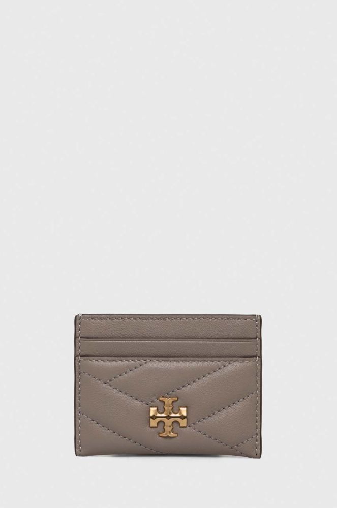 Шкіряний чохол на банківські карти Tory Burch колір сірий