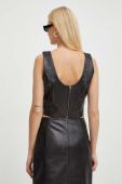 Шкіряний топ Gestuz колір чорний однотонна