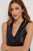 Шкіряний жилет Answear Lab X лімітована колекція NO SHAME колір чорний однобортний