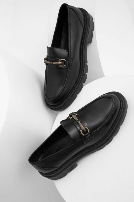 Шкіряні мокасини Answear Lab жіночі колір чорний на платформі (3679766)