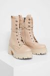 Шкіряні черевики Answear Lab жіночі колір бежевий каблук блок