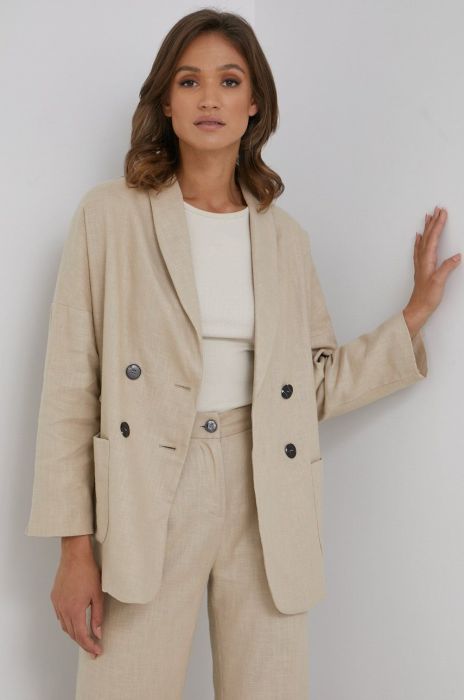 Піджак Answear Lab колір бежевий двобортний однотонна (2422659)