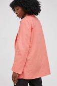 Льняний жакет Answear Lab колір помаранчевий без застібки однотонна