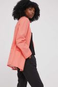 Льняний жакет Answear Lab колір помаранчевий без застібки однотонна