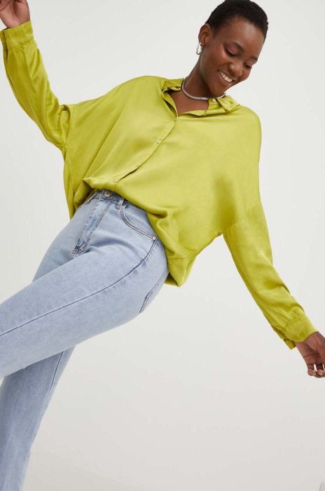 Сорочка Answear Lab жіноча колір зелений relaxed класичний комір (3164026)