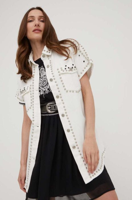 Джинсова безрукавка Answear Lab жіноча колір білий перехідна