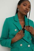Піджак Answear Lab колір зелений двобортний однотонний (2981235)