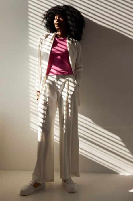 Піджак з льоном Answear Lab колір бежевий без застібки однотонний (3137729)