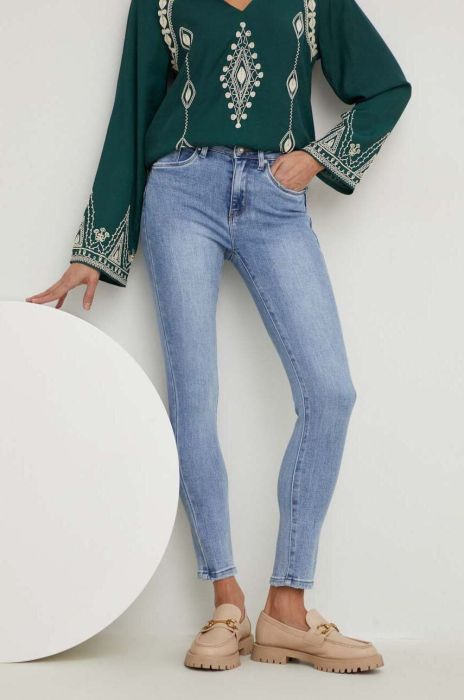 Джинси Answear Lab Premium Jeans жіночі середня посадка колір блакитний