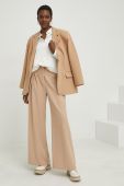 Штани Answear Lab жіночі колір бежевий пряме висока посадка (2952182)