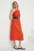Льняна сукня Answear Lab колір помаранчевий midi пряма