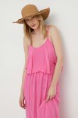 Сукня з шовком Answear Lab колір рожевий maxi розкльошена (3277782)