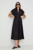 Бавовняна сукня Answear Lab колір чорний midi розкльошена (3377307)