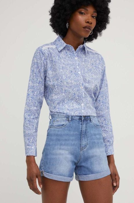 Джинсові шорти Answear Lab жіночі однотонні висока посадка колір блакитний (3211211)