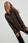 Сорочка Answear Lab жіноча колір коричневий regular класичний комір (2614930)