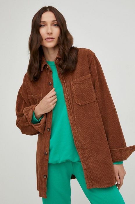 Вельветова сорочка Answear Lab колір коричневий relaxed