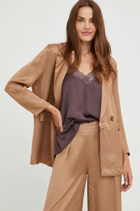 Піджак Answear Lab колір коричневий двобортний однотонна (2483190)