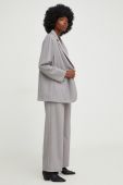 Піджак Answear Lab жіноча колір сірий двобортний однотонний