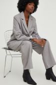 Піджак Answear Lab жіноча колір сірий двобортний однотонний
