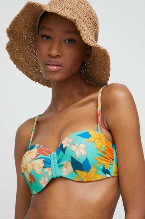 Купальний бюстгальтер Answear Lab колір зелений ущільнена чашечка (3311372)