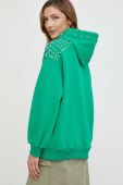 Кофта Answear Lab жіноча колір зелений з капюшоном з аплікацією