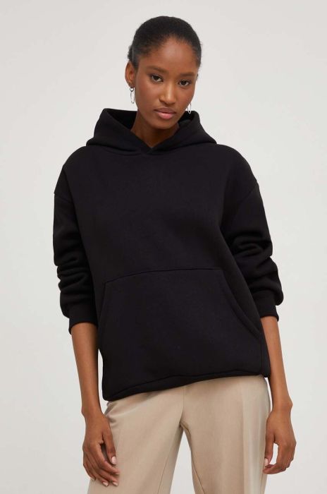 Кофта Answear Lab жіноча колір чорний з капюшоном однотонна (3569031)