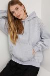 Бавовняна кофта Answear Lab жіноча колір сірий з капюшоном з аплікацією