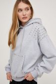 Бавовняна кофта Answear Lab жіноча колір сірий з капюшоном з аплікацією