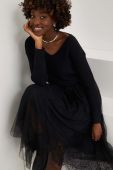 Сукня і светр Answear Lab колір чорний midi розкльошена