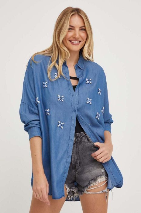 Сорочка Answear Lab жіноча relaxed класичний комір колір блакитний (3323211)